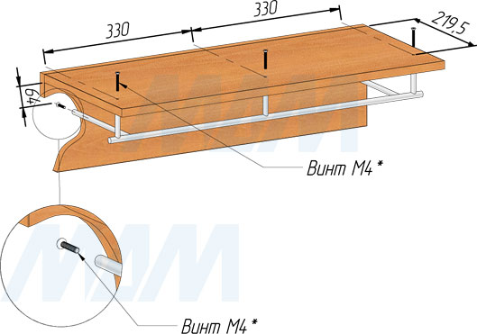 Схема монтажа комплекта для вешалки (артикул WG04)