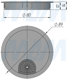 Размеры круглой металлической заглушки кабель-канала диаметром 80 мм (артикул 362-80)