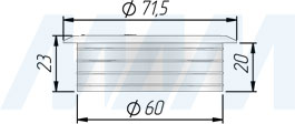 Размеры пластиковой круглой заглушки кабель-канала, диаметр 60 мм (артикул RTK008)