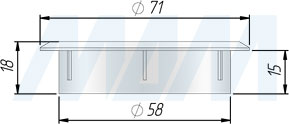 Размеры пластиковой круглой заглушки кабель-канала, диаметр 60 мм (артикул RTK60)