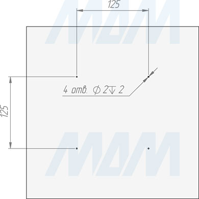 Наметочные отверстия для поворотного механизма на верхней панели (артикул SM150)