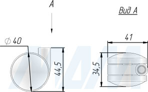 Размеры колесной опоры PORTLAND с прорезиненным колесом диаметром 40 мм без стопора (артикул CST35)