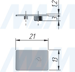 Размеры прямоугольной заглушки для опоры LH7.28 (артикул P1707891)