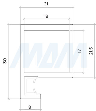 Размеры рамочного профиля SECRET MAXI (артикул PR16500)