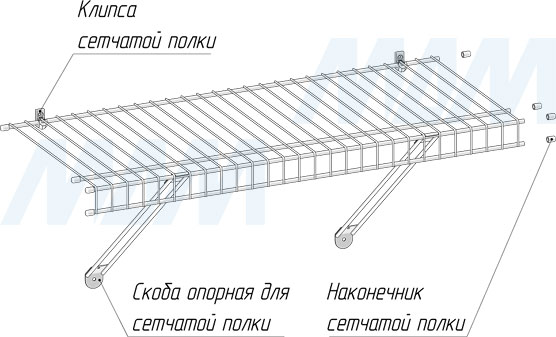 Установка опорной скобы для сетчатой полки (артикул ФПС 071-40.26), схема 2