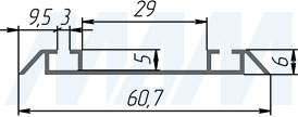 Размеры нижней направляющей INTEGRO (артикул IN0...100A)