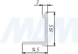 Размеры нижнего фиксирующего профиля PORTAGLASS LUX WALL для стеновых панелей (артикул PR0141237A)