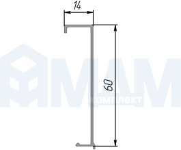 Размеры декоративной накладки на верхнюю направляющую PS40 (артикул PR40700308)