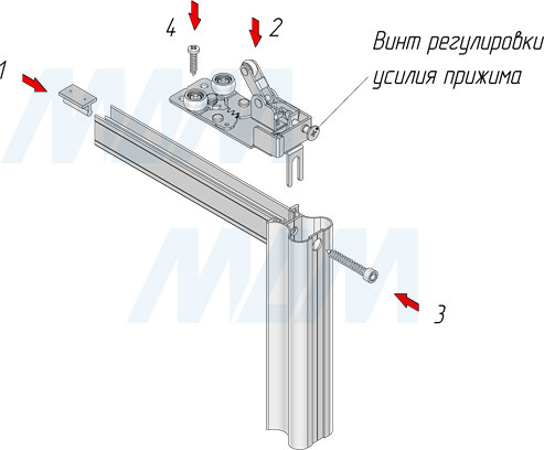 Установка верхнего ролика INTEGRO с функцией антиподскакивания (артикул PRUP)