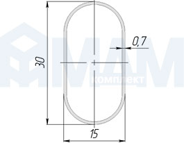 Размеры овальной трубы 15х30 мм (артикул TA02STCR)