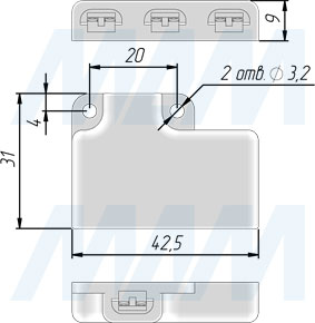 Размеры разветвителя CLICK на 3 порта (артикул CL-DIS-3)