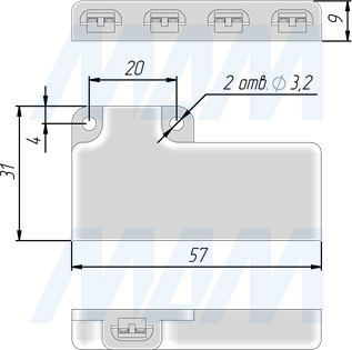 Размеры разветвителя CLICK на 4 порта (артикул CL-DIS-4)