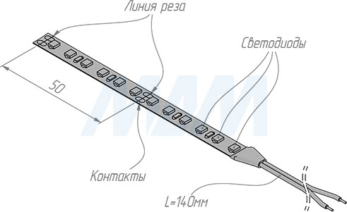 Монтаж и резка светодиодной ленты LUX 2835/120, 24V, CRI 90, IP20, 9.6W/1м (артикул LS24-2835WW20-9.6-L, LS24-2835NW20-9.6-L, LS24-2835CW20-9.6-L)