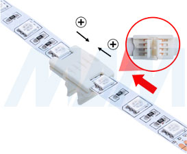 Установка коннектора SLIM для соединения двух отрезков ленты RGB стык в стык (артикул LSA-10R4-SL-SS), фото 2