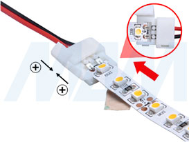 Установка коннектора STANDART для соединения двух отрезков одноцветной ленты (120 диодов) между собой (артикул LSA-8M-ST-SS-15), фото 2