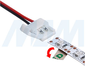 Установка коннектора STANDART для присоединения отрезка одноцветной ленты к блоку питания (артикул LSA-8-ST-SP и LSA-10-ST-SP), фото 1