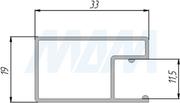 Размеры рамочного профиля LUMINOR В459, 33х19 мм (артикул LSP-B459)