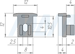 Размеры торцевой заглушки с отверстием для профиля FM7 (артикул LSPA-CAP-FM7-1)