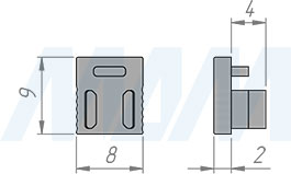 Размеры торцевой заглушки без отверстием для профиля SM7 (артикул LSPA-CAP-SM7-0)