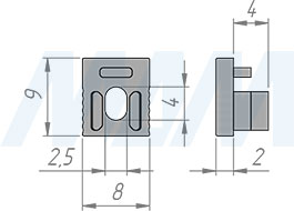 Размеры торцевой заглушки с отверстием для профиля SM7 (артикул LSPA-CAP-SM7-1)