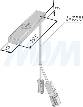 Размеры накладного сенсорного диммируемого выключателя, 12/24V, 36/72W (артикул SW1-TS-SM-1)