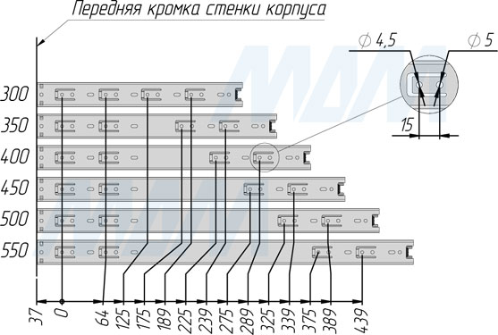 Установка шариковых направляющих VEKTOR BS35 полного выдвижения, высота 35 мм (артикул 1035 ZD), схема 4