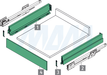 Схема внутреннего ящика NOVA PRO SCALA [SI F8] высотой 90 мм (артикул NPSC.SIF8.040)