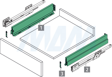 Схема стандартного ящика NOVA PRO SCALA [S] высотой 90 мм (артикул NPSC.S.040)