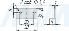 Размеры L-образной ответной планки (артикул A0007)