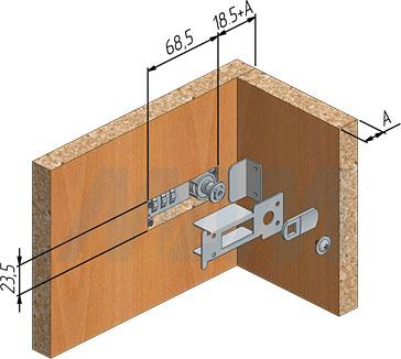 Установка поворотного замка с кодом для 1-ой двери на фасад из ДСП (артикул DL-102)