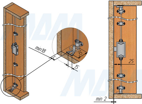 Установка выдвижного мебельного замка (артикул M85), чертеж 2