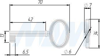 Размеры ключа (артикул WCH.7007/42)