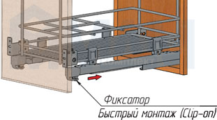 Установка двухуровневой корзины ROUND, с боковым нижним креплением, с плавным закрыванием (артикул EGTGMSL30B2C), схема 4